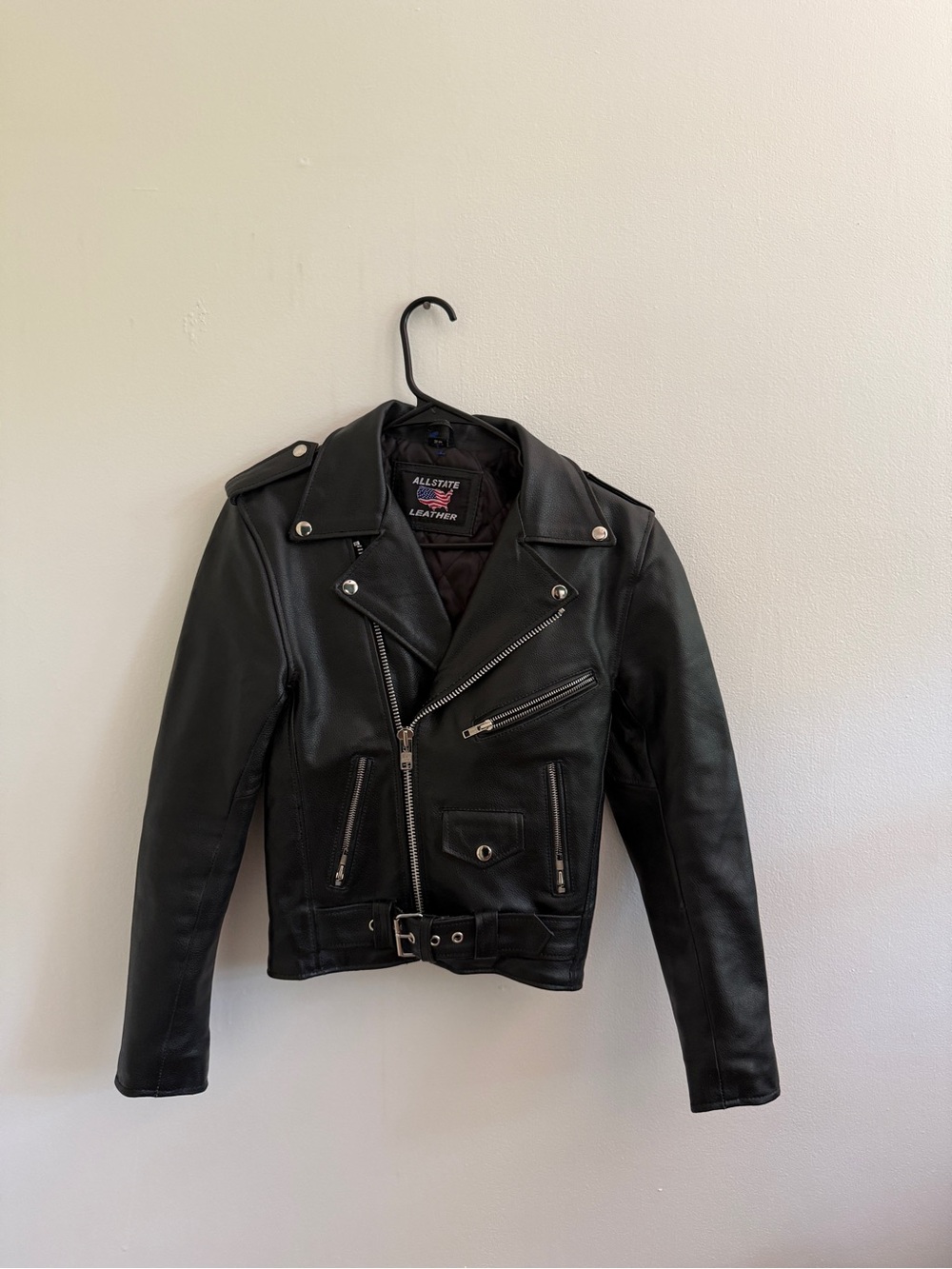Allstate Black Classic Leather Biker Jacket